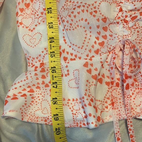 BCBGeneration peplum bell long sleeve sweetheart sheer white red valentines top - Picture 11 of 12